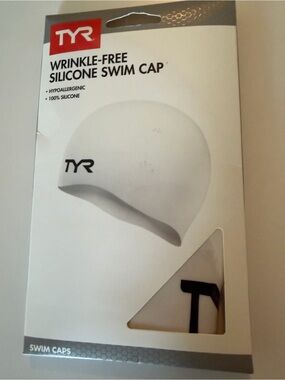 TYR White Silicone Wrinkle-Free Swim Cap